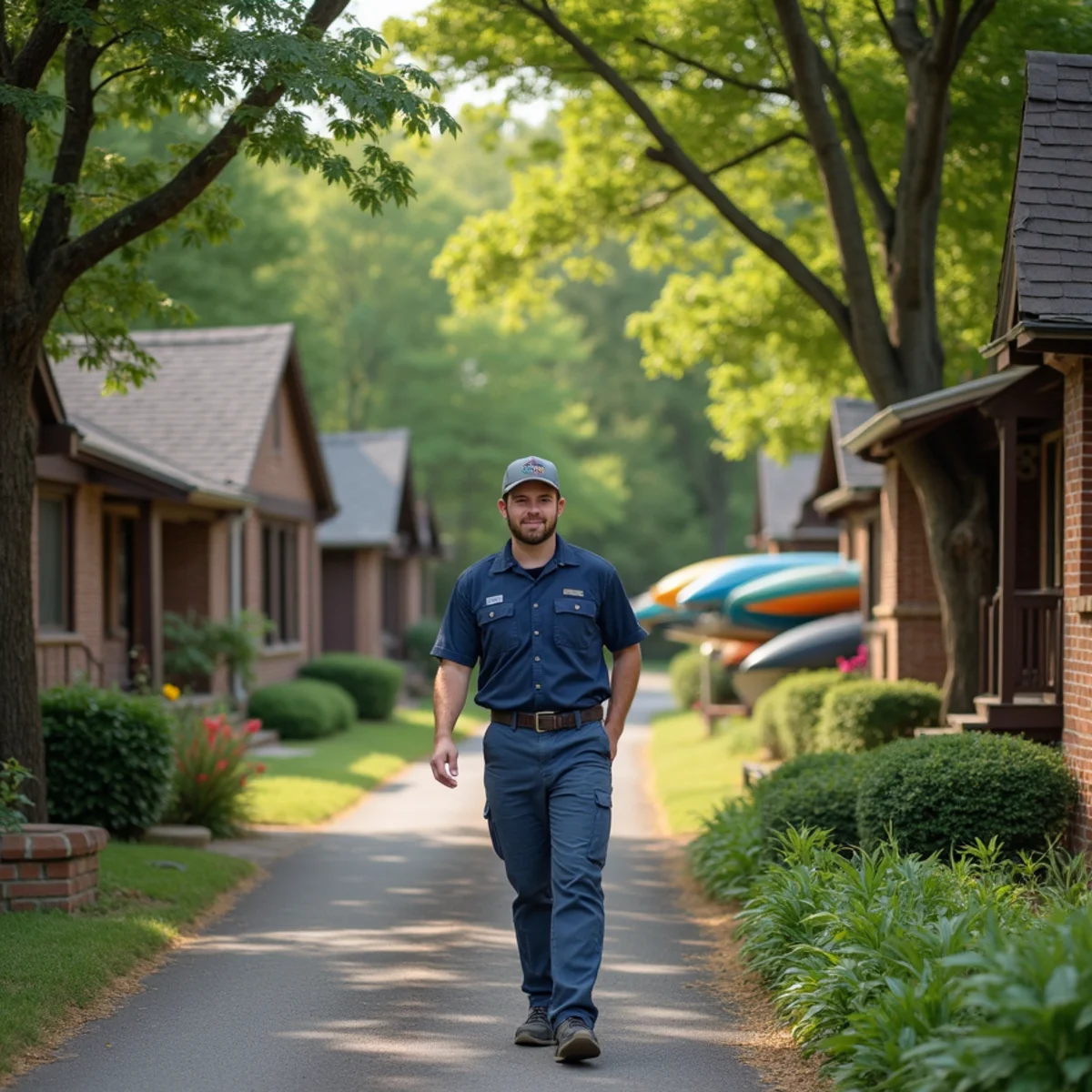 Neighborhood homes and setting in Forks of Elkhorn, Kentucky where our HVAC crew regularly serves