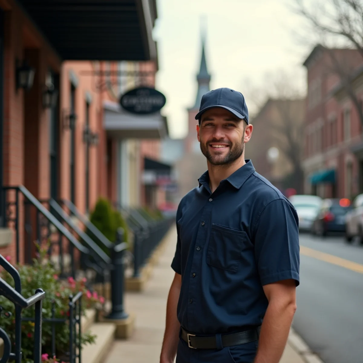 Neighborhood homes and setting in Downtown Frankfort Historic District, Kentucky where our HVAC crew regularly serves